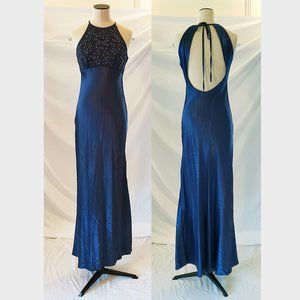 Royal blue backless sheath gown prom dress 5/6
